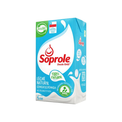 Leche natural semidescremada Soprole 1 L