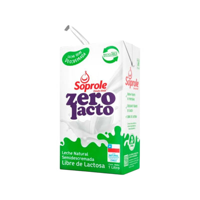 Leche natural semidescremada sin lactosa Zero Lacto Soprole 1 L